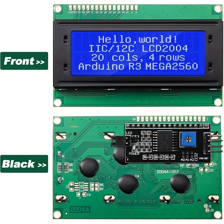 M&oacute;dulo de Display LCD para Arduino, Adaptador de Interface Serial, Azul, Verde,Tela Branca,Personagem 20X4, IIC, I2C, 2004, 2004