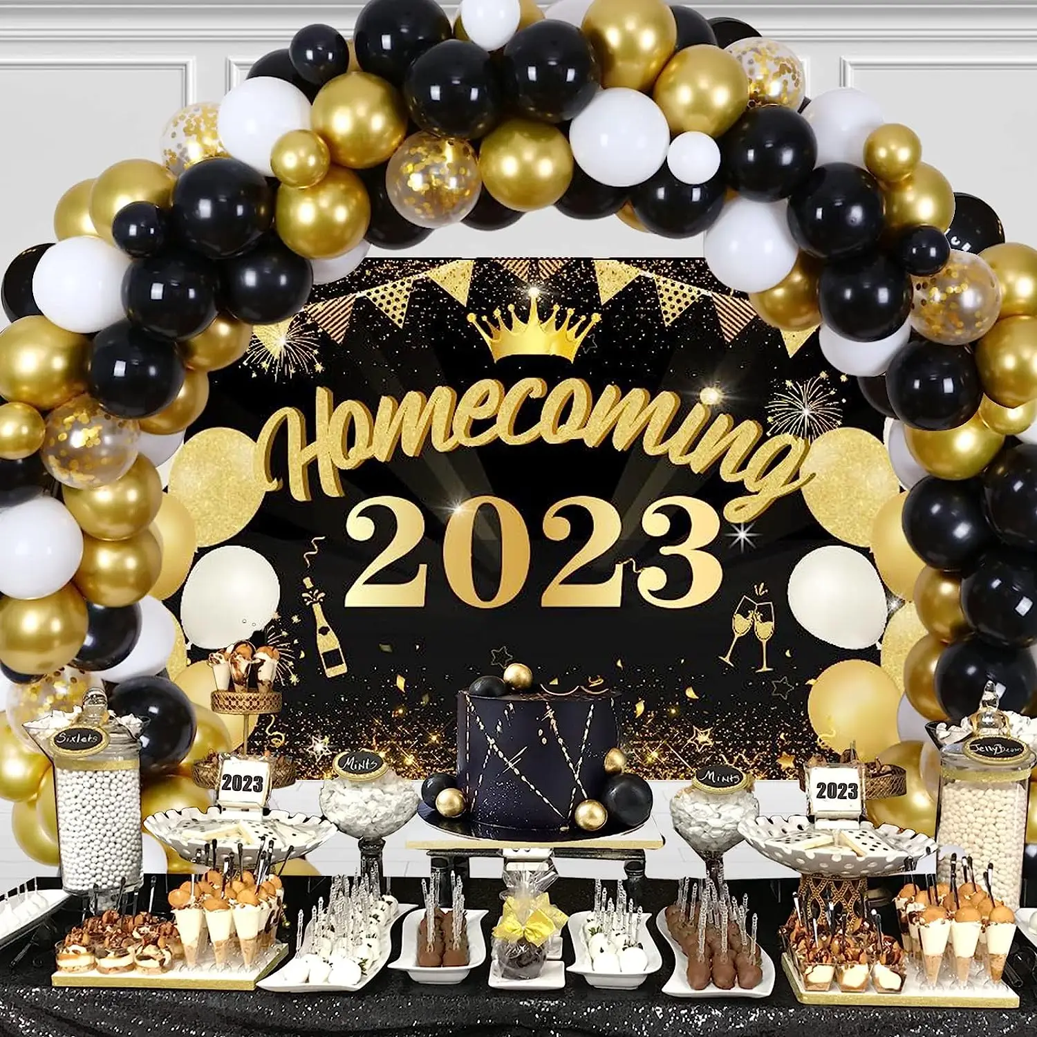 Homecoming Party Decorations, Black and Gold Backdrop Balloon, Garland  Banner, Welcome Home, Back to School, Hoco Dance Party, 2 - AliExpress