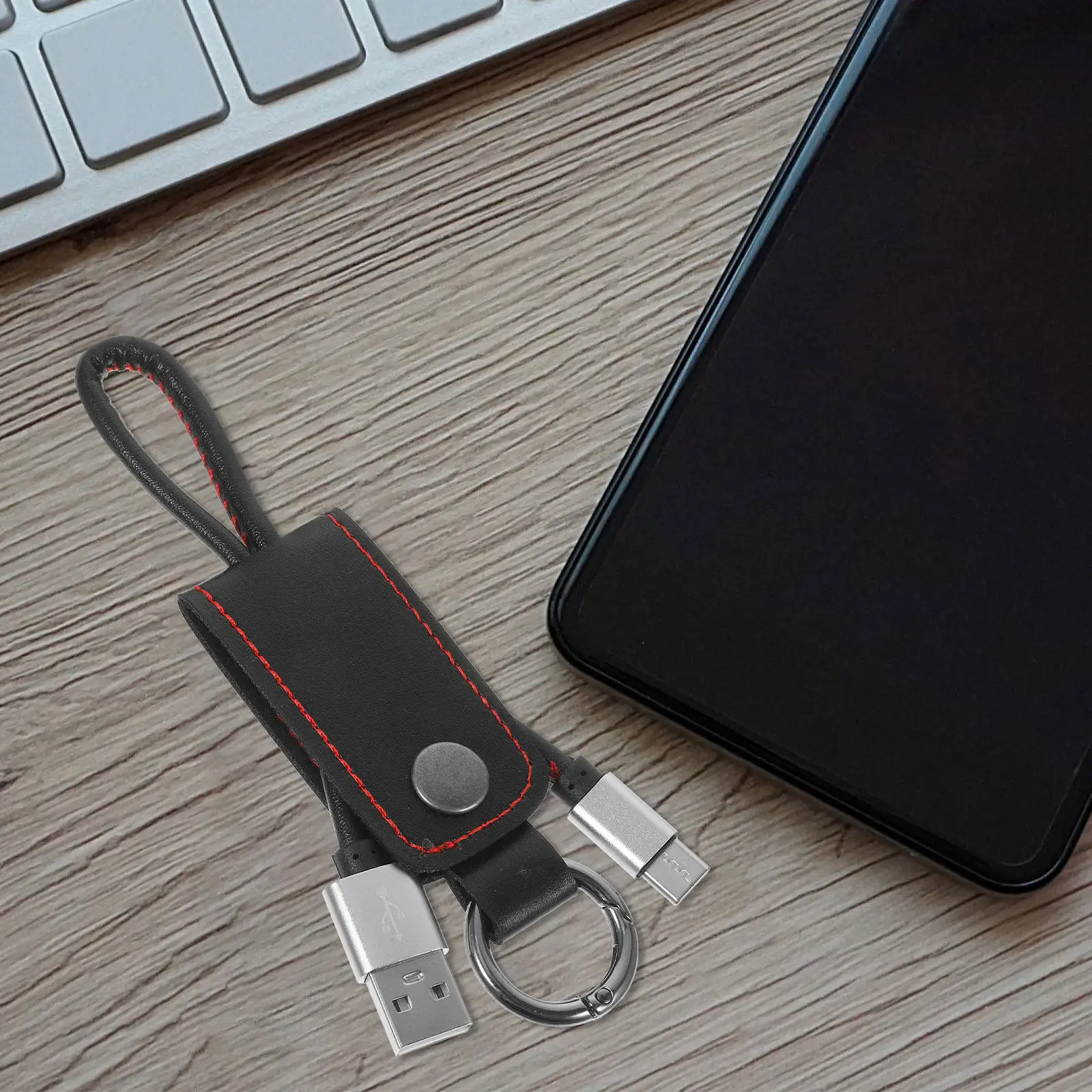 고속 충전 USB 타입 C 키체인 금속 버튼 탈착식 케이블 키홀더 충전 데이터 동기화 기기 휴대용