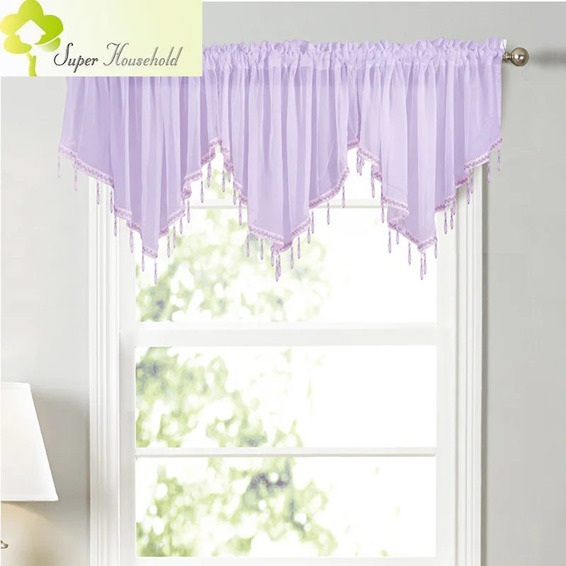 Cenefa de cortinas cortas blancas para cocina, sala de estar, 1 pieza, varilla de bolsillo, cortina de ventana, decoración de cuentas para puerta - AliExpress Hogar y