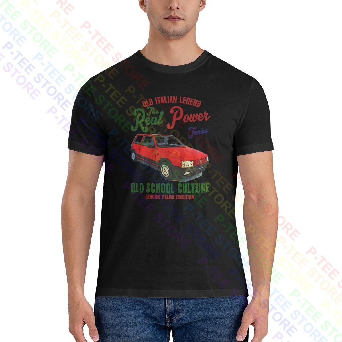 Auto Vintage Italiana Fiat Uno Turbo I.E. Maglietta T-Shirt Regalo Maglietta Alla Moda Di Alta Qualità