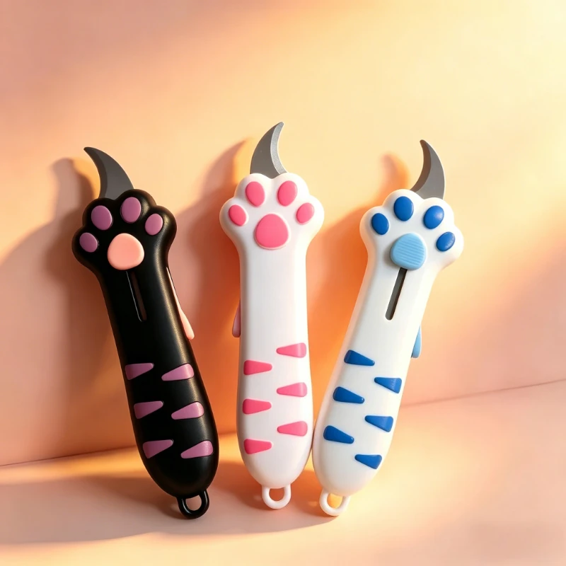귀여운 미니 고양이 발 모양 샤프 박스 커터, 종이 커터, 공예 포장용, 리필 가능 아트 유틸리티 나이프, 절단 도구, 문구류