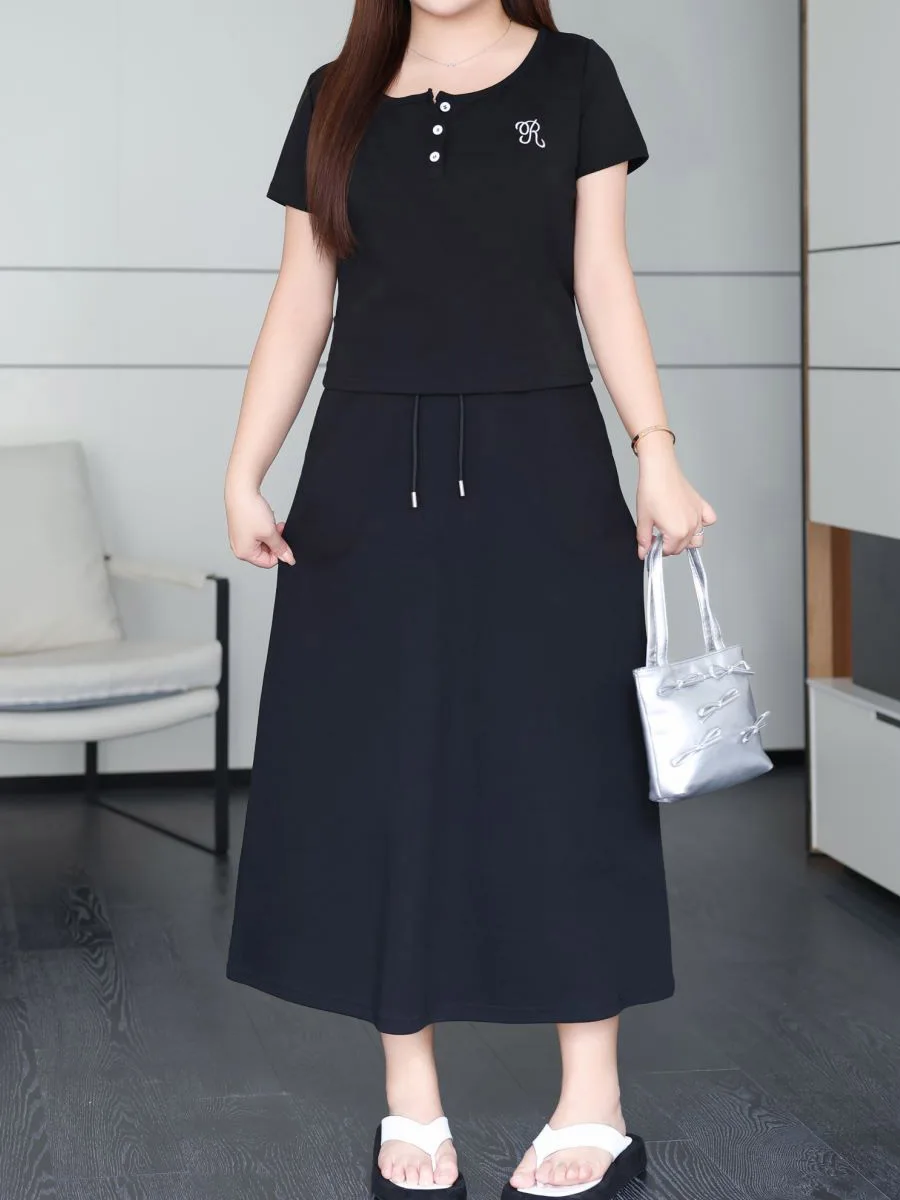 Casual Mini Skirt For Women Comfortable Drawstring A-line Skirts Plus Size Good Quality Summer