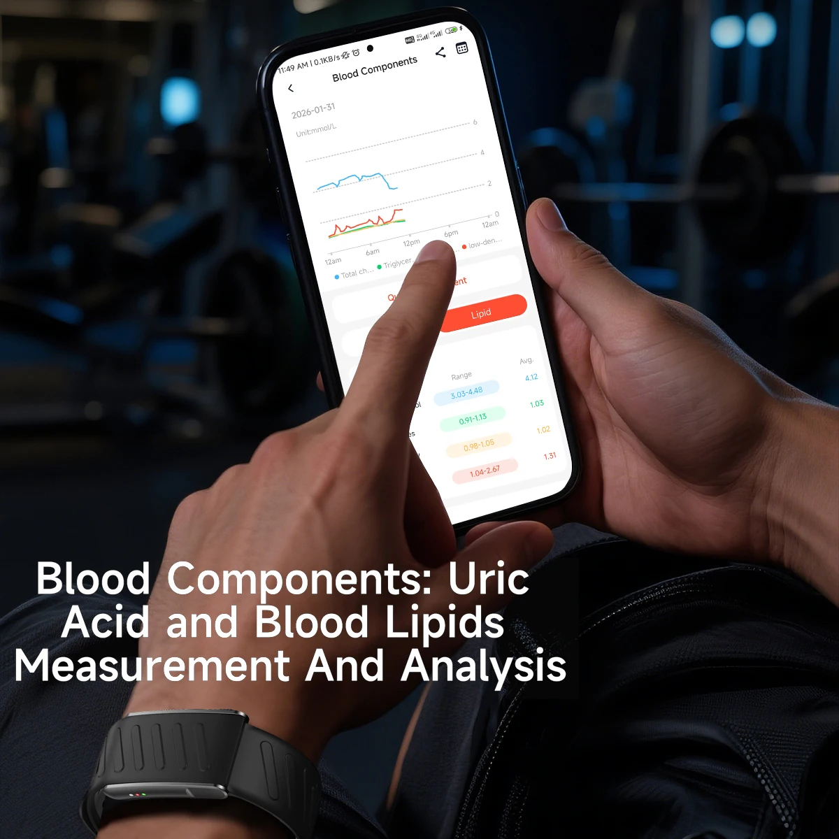VWAR MG 피트니스 트래커 체성분 AI 분석 건강 스마트 밴드 ECG+PPG 요산 지질 혈압 혈중 산소 스마트 워치 2026