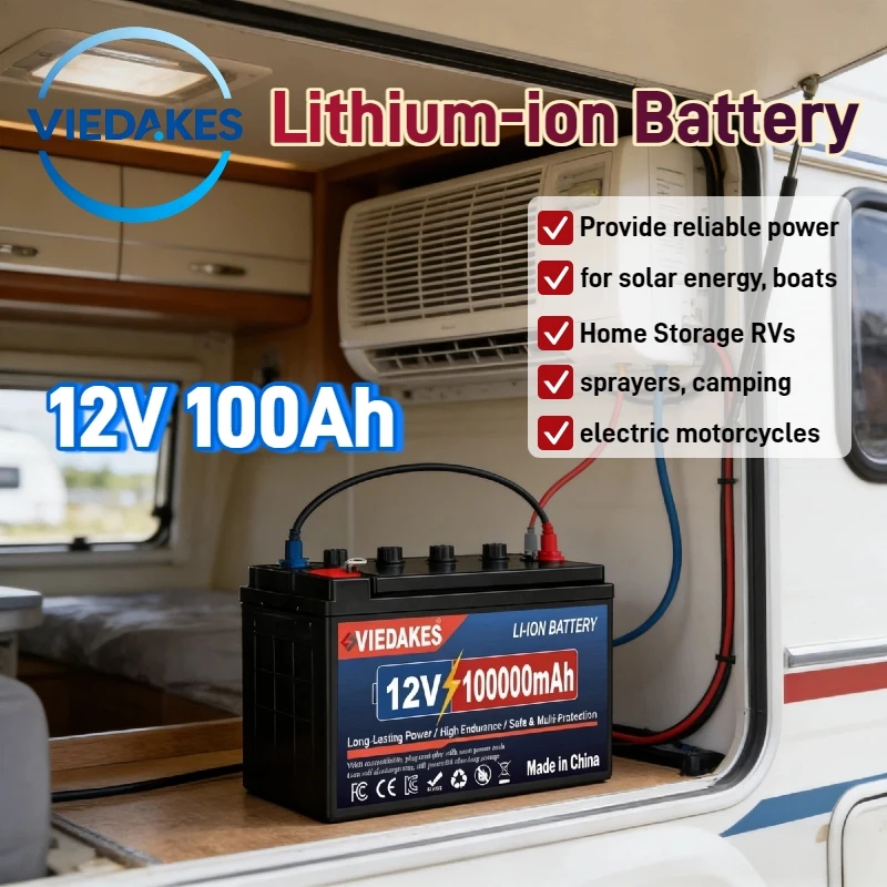 Batería recargable duradera de 12v lifepo4, 100Ah, para RV, Camping ...