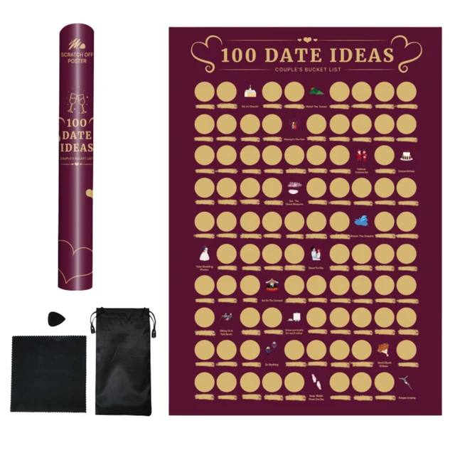 100 Dates Scrape Off Poster 100 Dating Idea For Couple Activities Couples  Games Date Night Ideas Valentines Day Gifts