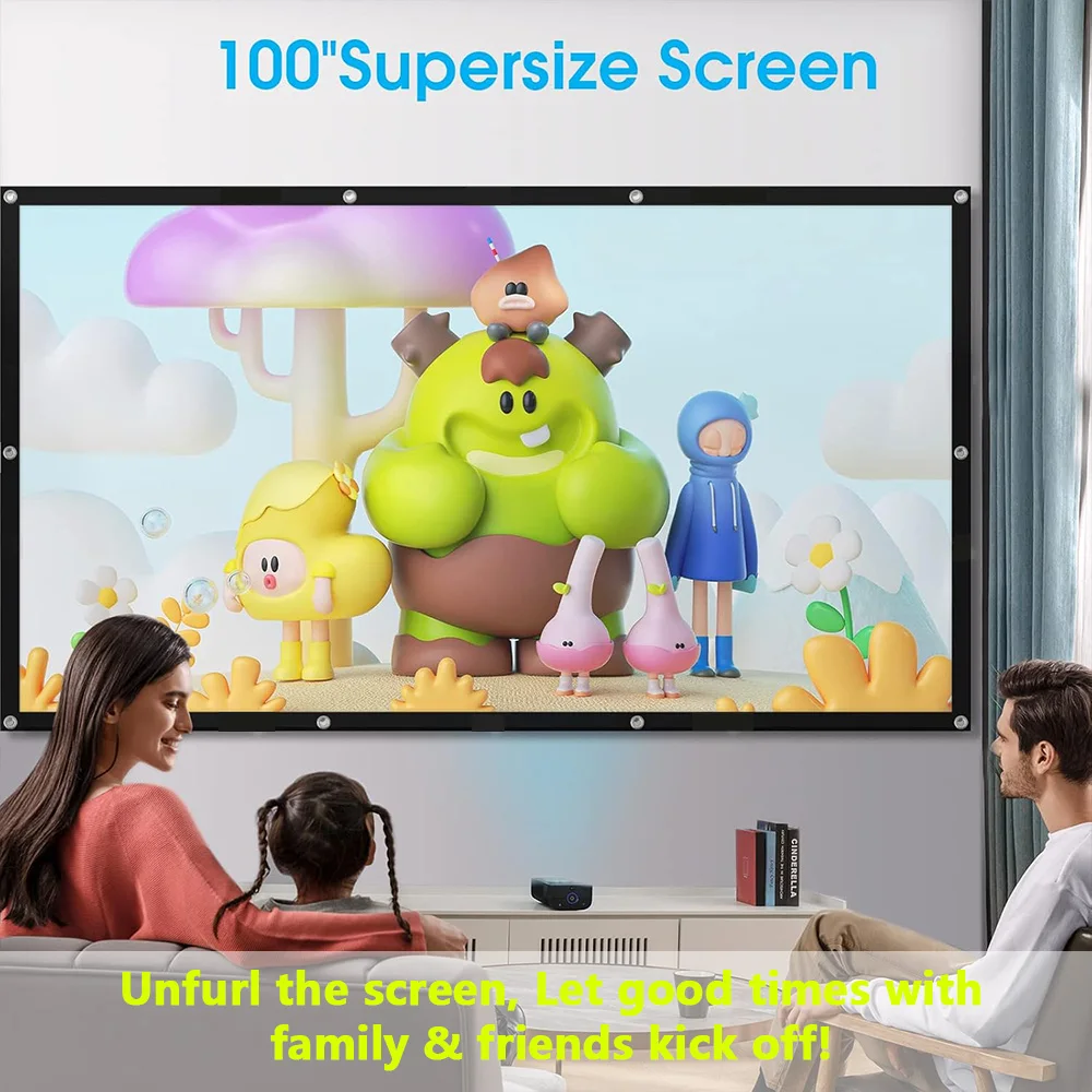 Portable Projector Screen 4K 72-150Inch Projectors Screen For Mobile Phone Outdoor Indoor Movies Screens - 4