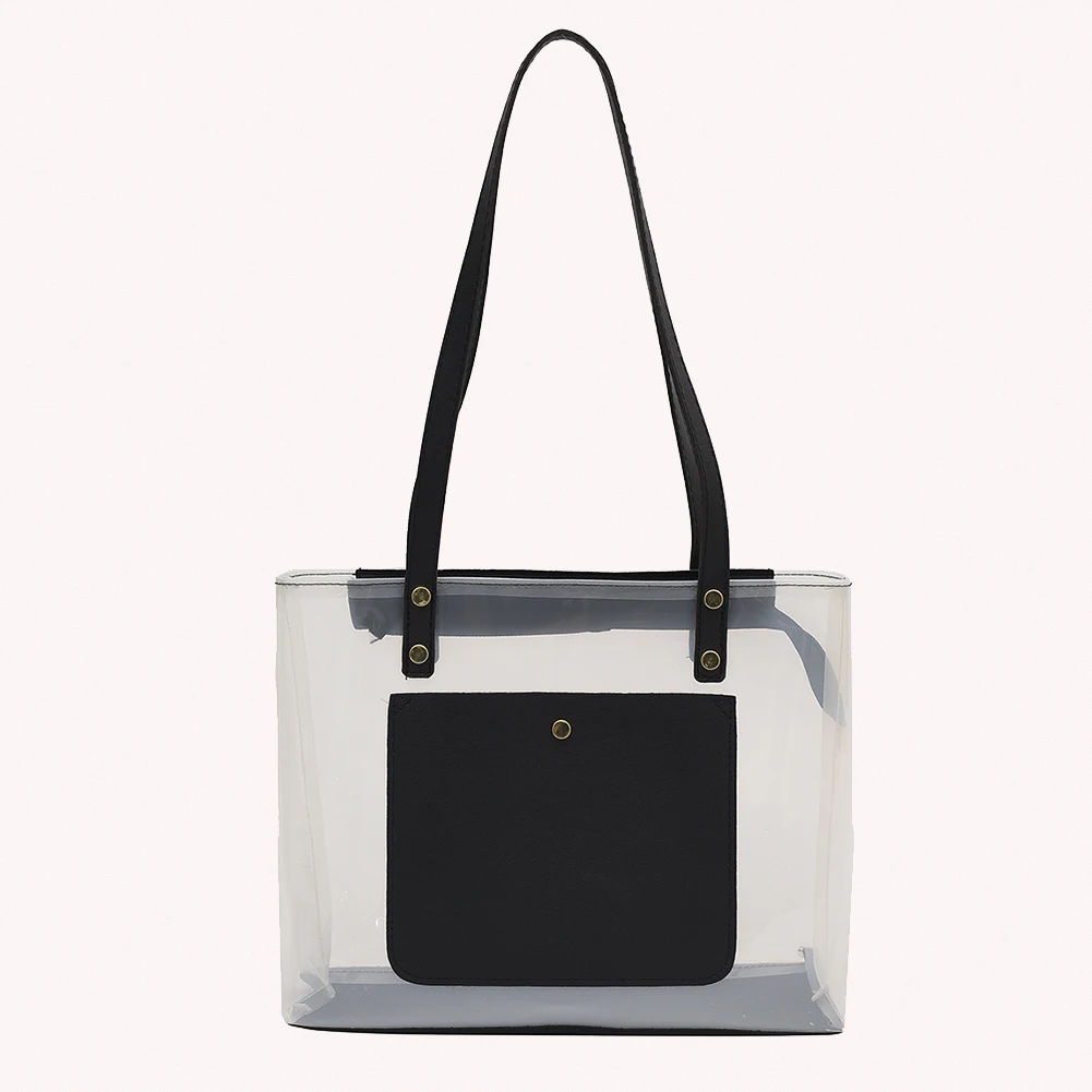 wristlet bag Casual Women Shoulder Bags Fashion Transparent PVC Solid Color  Handbags Summer Beach Shopping Bags Female Daily Shoulder Totes wristlet cheap