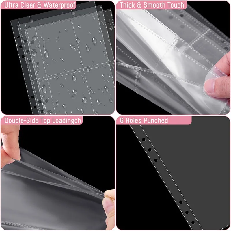 Kpop Photocard Binder A5 25 pages 4-Pocket Card Collector Album 200 Card Slots PU Leather Cover Organizing Cards