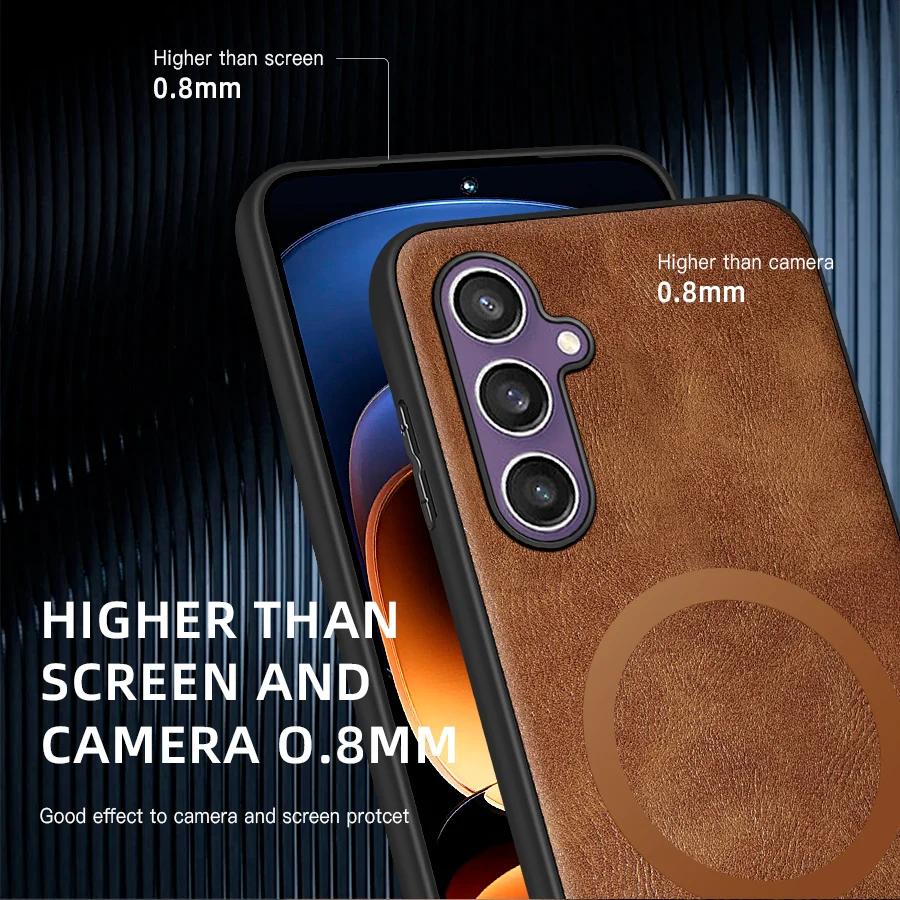Luxury Leather Shockproof Magnetic Phone Case with Premium Protection