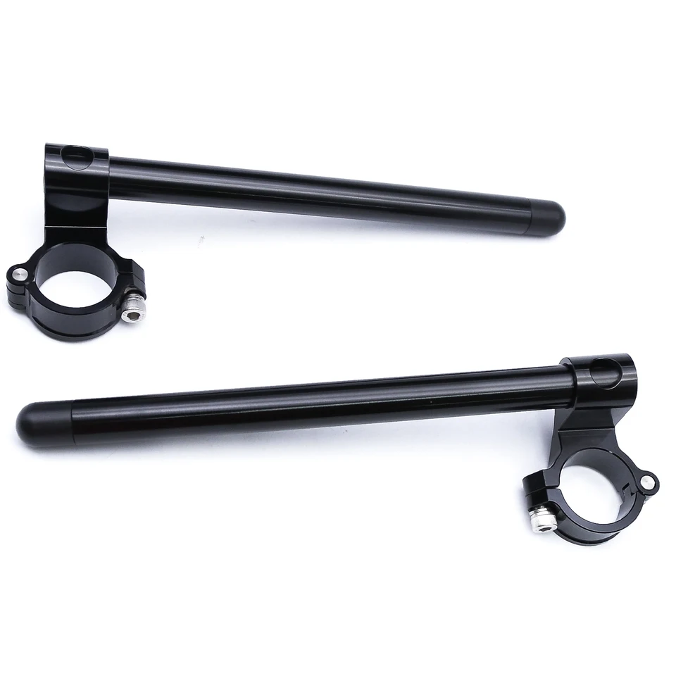 48mm Black CNC Raised Clip-On Handlebar – Left & Right, Forks Mount