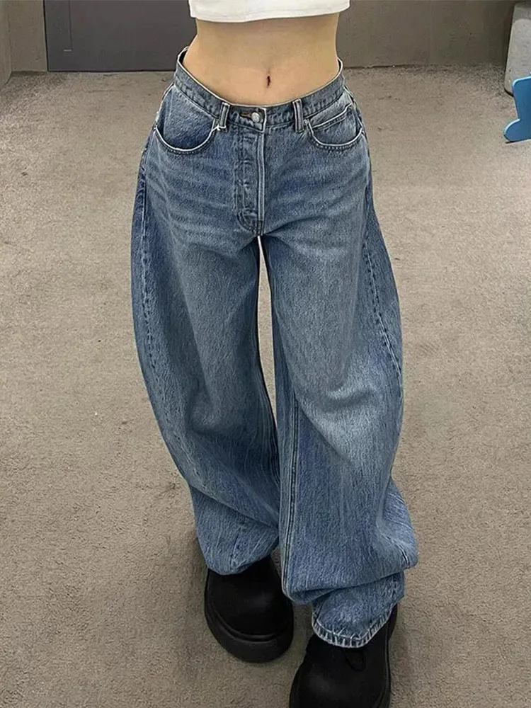 2025 Blue Jeans Women's Y2K Retro Jeans Back Flash Diamond Bent Knife Pants Niche High End Classic Letter Hot Stamping 5