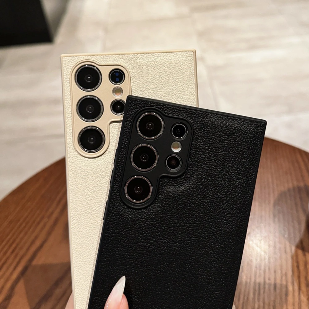Luxury Leather Texture Matte Phone Case - Solid Color Shockproof Soft Bumper Cover