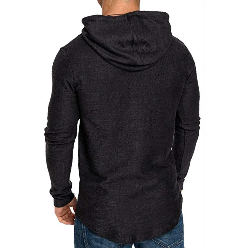 Autumn Long Sleeve Hooded Sweatshirt Men's Solid Color Simple Style Comfortable Casual Hoodie Male Youth Slim Fit Sports Top 3XL