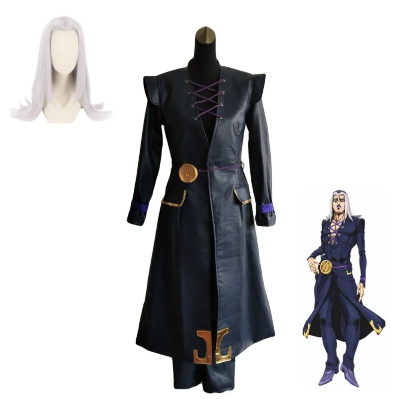 

Anime JoJo's Bizarre Adventure Leone Abbacchio Cosplay Costume Wig Men Combat Uniform Windbreaker Coat Pants Suit Halloween