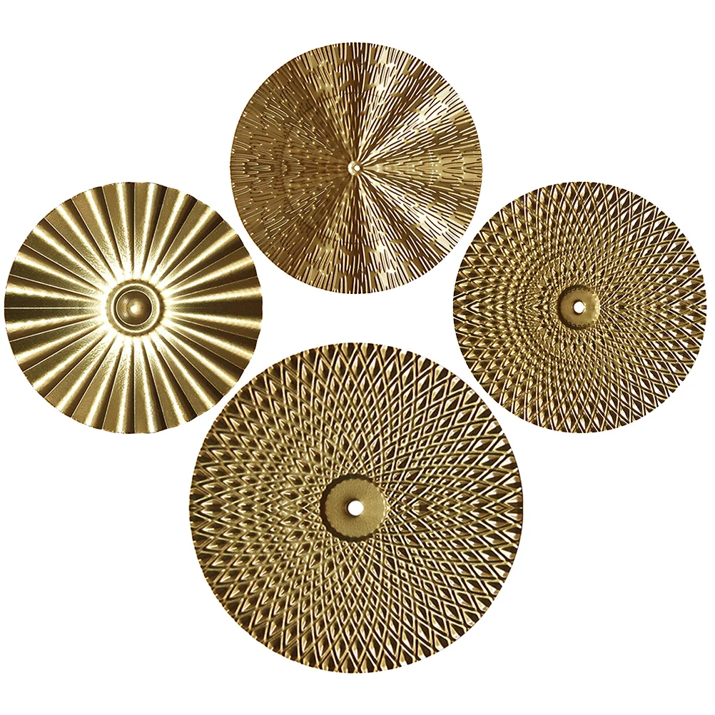 

Gold Metal Plate Wall Decor Geometric Sunburst Hanging Sculptures Leaf Pendant Decoration