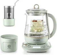 Health Pot K2763 Lite, Glass Electric Kettle for Tea & Coffee, Hot Water Boiler and Wamer with Stew Pot, Temperature Con 1