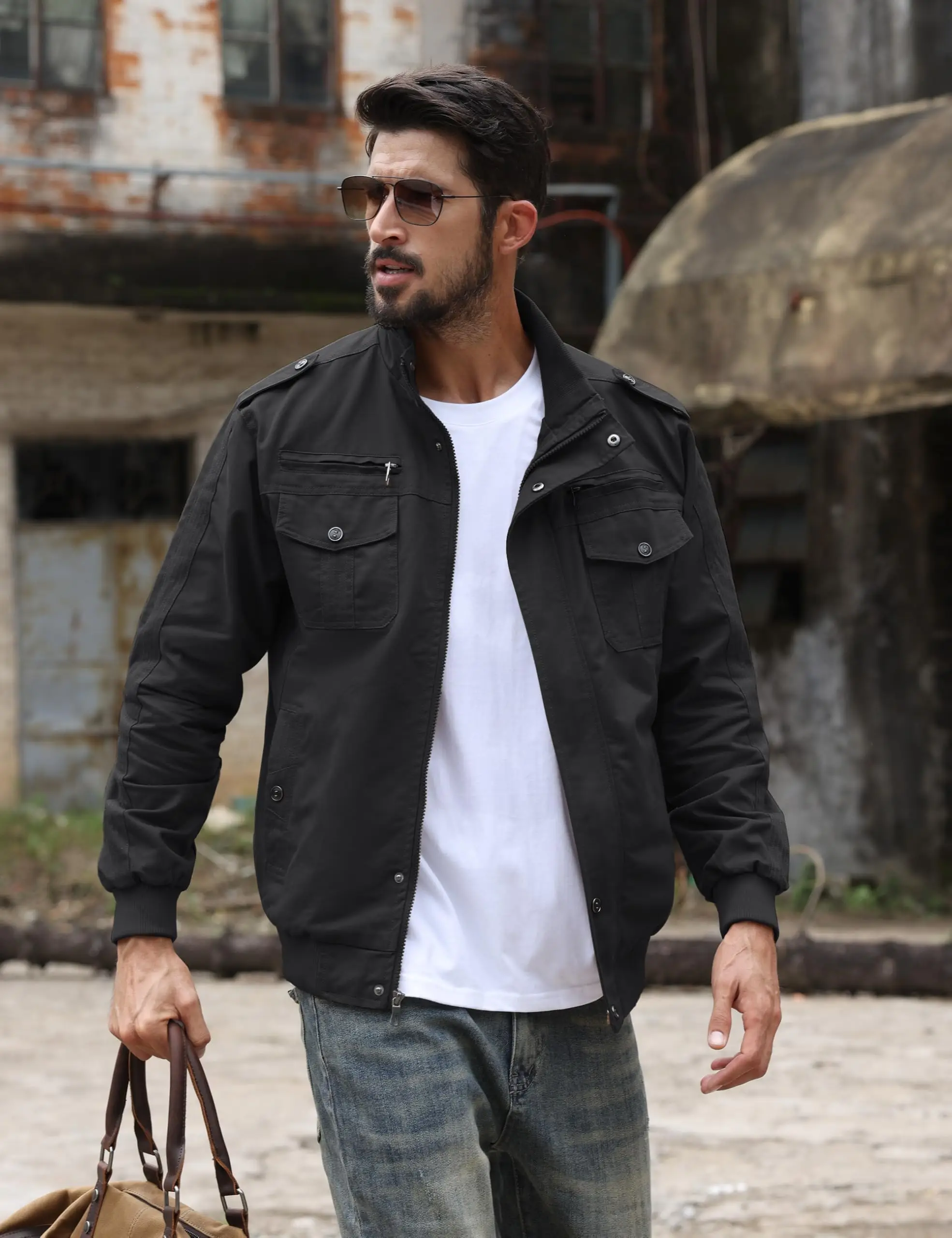 Herren-Winterjacke, Baumwolle, taktischer Mantel, leicht, lässig, Cargo-Bomberjacke, klassische Wander-Oberbekleidung, Windjacke, Taschen – Detail 21