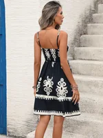Women Dresses Print Dress A Line Camisole Square Collar Sleeveless Mini Length Empire Waist Loose Fit Casual 2026 Spring Summer