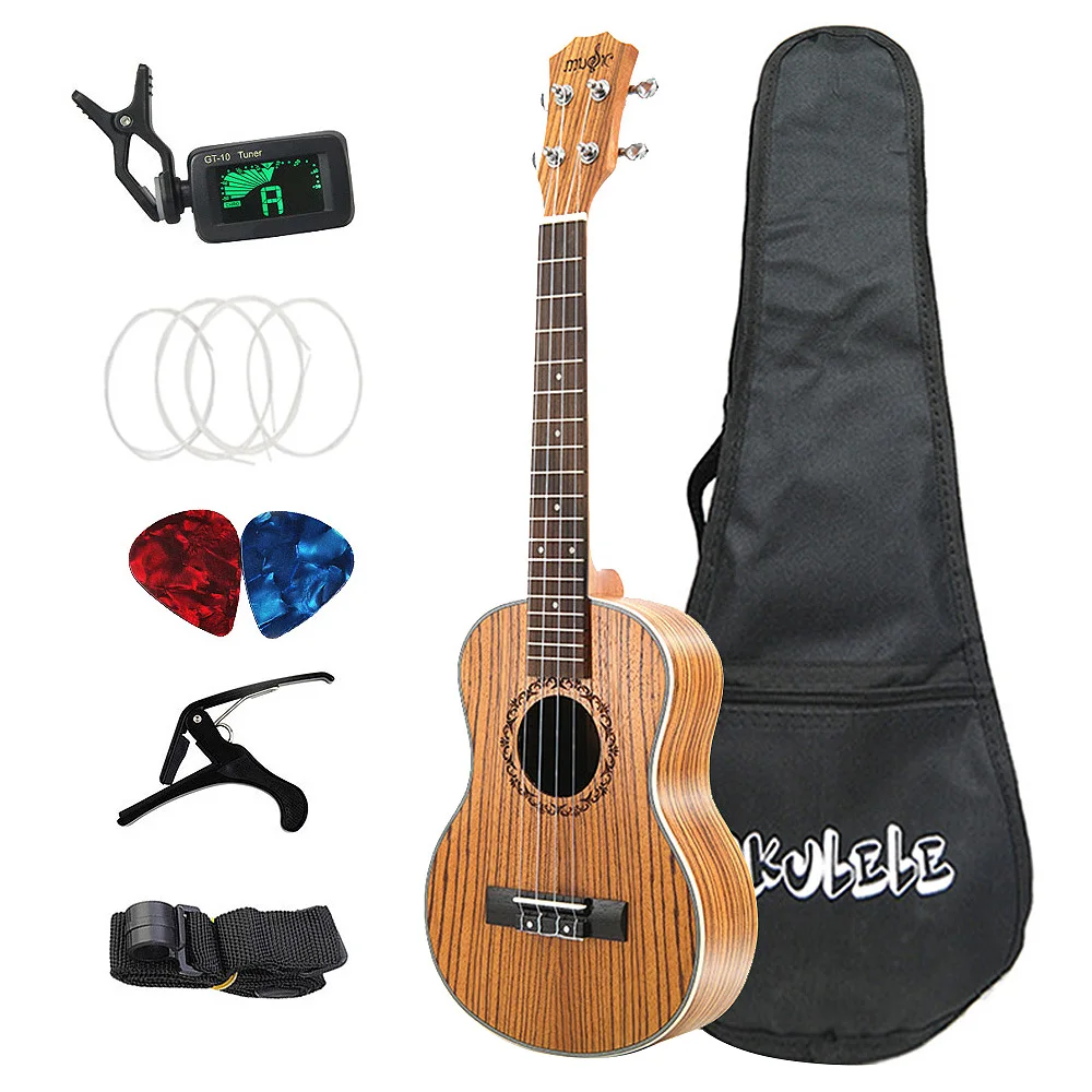 

Acoustic Tenor Ukulele Set 26 Inch Zebrawood Wood Ukelele 4 Strings Hawaiian Guitar Music Instrument