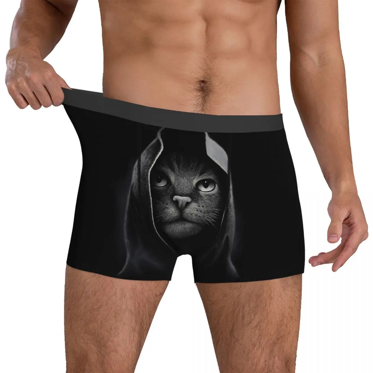 Cat Portrait Underpants Breathbale Panties Funny Male Underwear Print Shorts Boxer Briefs