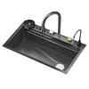 Waterfall Sink Embossed Honeycomb Kitchen 304 Stainless Steel Sink Large Single Slot Household Vegetable Washing Basin 4