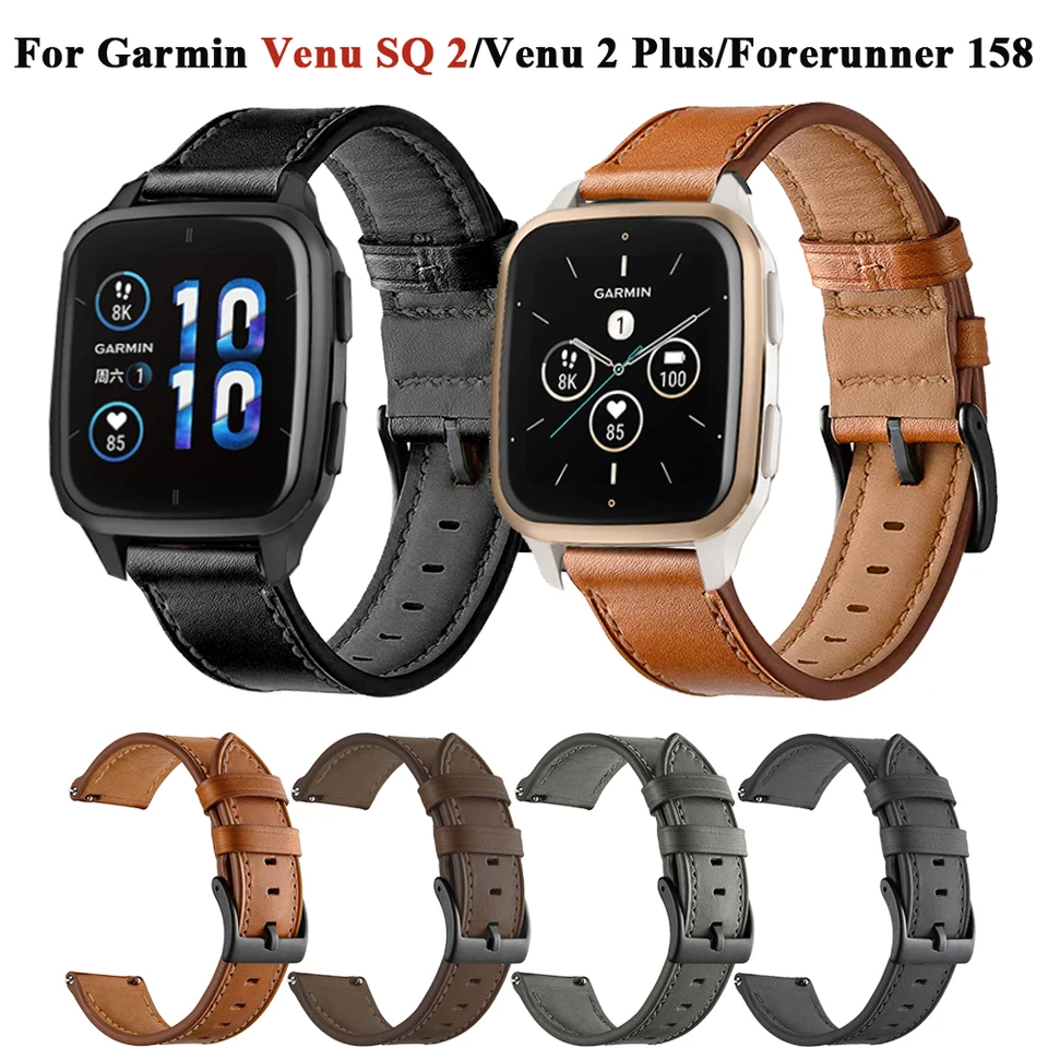 Silicone / Leather Band For Garmin Vivoactive 3 Venu SQ 2 Plus 645 245 158 Strap - View #2