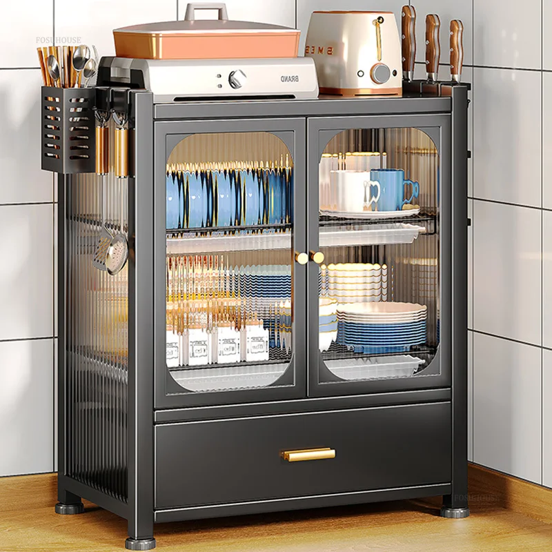 Modern Minimalist Kitchen Cabinets Home Small Dish Storage Cabinet Multi-functional Multi-layer Kitchen Cabinet with Drain Rack