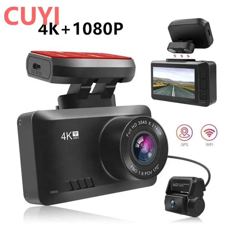 

Magnetic Base Car DVR Camera GPS 4K Dashcam Front And Rear Dual Camera 4K Wifi Wireless Dash Cam Novatek