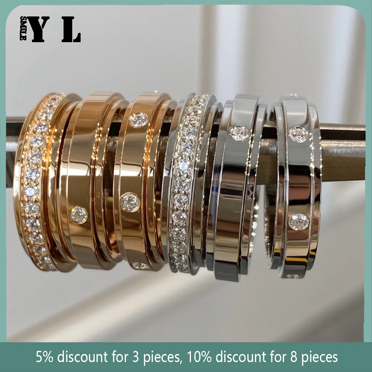 

European and American 925 Sterling Silver Rotating Ring Men and Women Couples Fashion Personality Luxury Brand Jewelry Gift