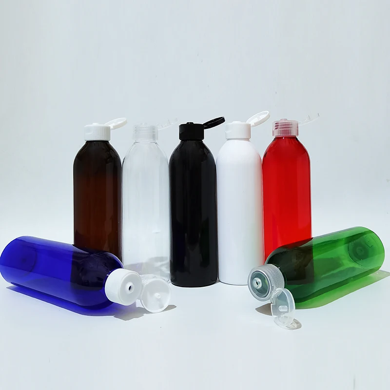 

250ml Empty Cosmetic Bottle With Flip Top Cap Shampoo Lotion Plastic Bottles Container Liquid Soap 250cc Cosmetic packaging