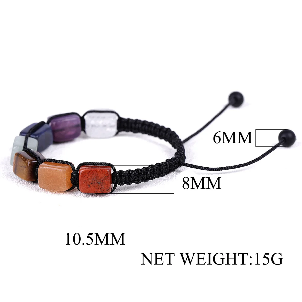 Natural Crystal Stone Irregular Amethyst  Tiger Eye Bracelet Colorful Woven Hand Woven Reiki Healing Chakra Bracelets