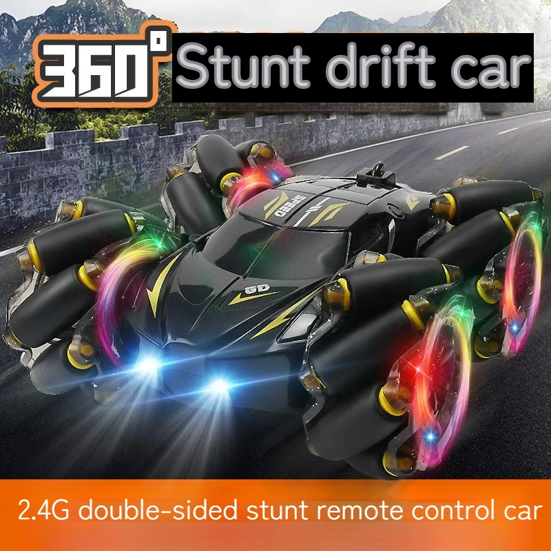 

New 2.4g Stunt Drift Double-sided Remote Control Car Tipper Light Cool Lateral Drift High-speed Car Children's Gift