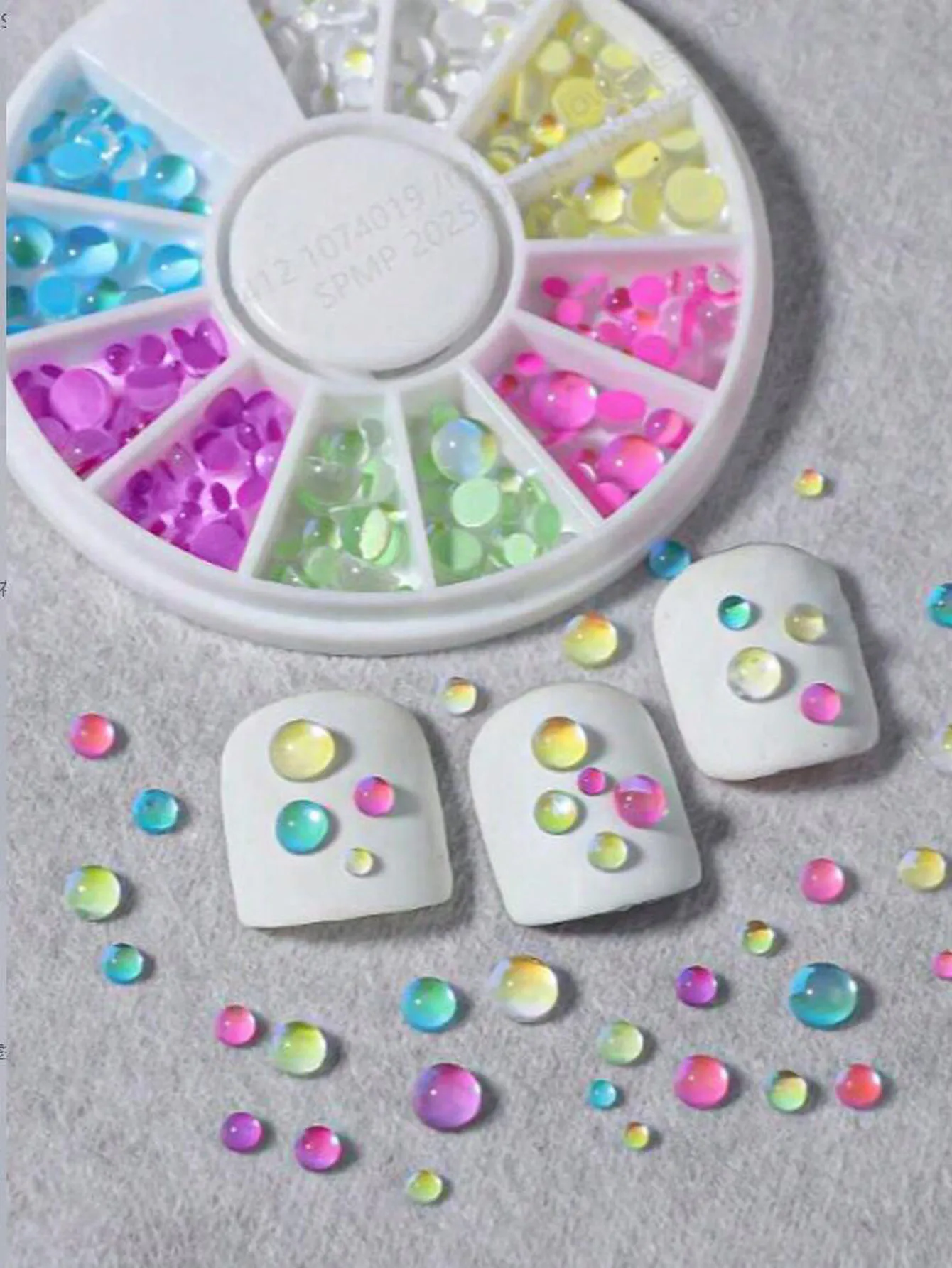 1 Box Macaron Bubble 3D Glas Kristall Nail Art Charms Gemischte Größe Funkelnde Meerjungfrau Nagelperlen Bunte Flatback Maniküre Ornamente – Detail 2