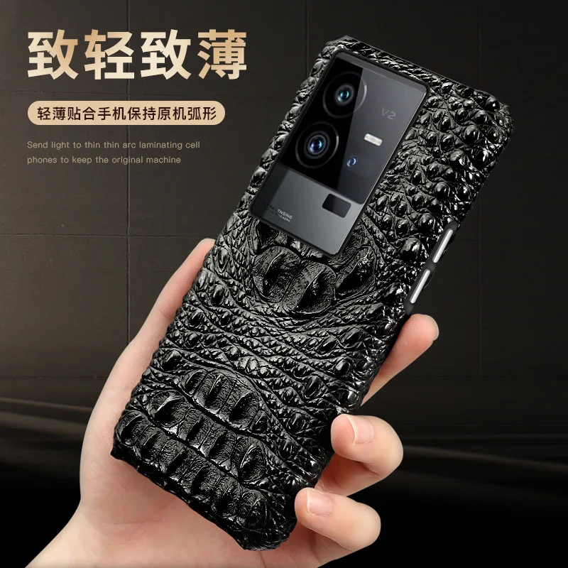

Hot Sales New Veneer Genuine Leather Luxury 3d Crocodile Head Phone Case For Vivo Iqoo 11 10 Iqoo11 Iqoo10 Pro Cover Cases