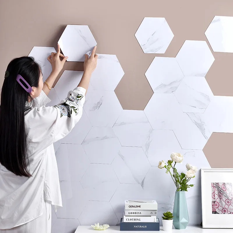 

10 Pieces Bathroom Porch Backdrop Self-Adhesive Marble Wallpaper Decorative Children'S Room Wall Decoration Wall Stickers