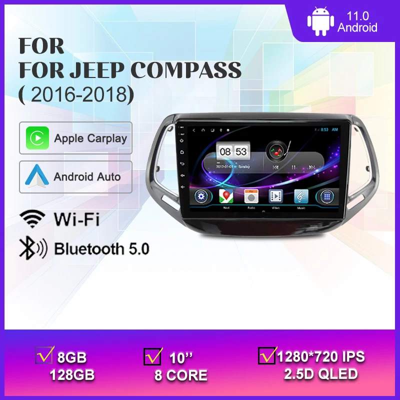 

Автомагнитола для Jeep Compass 10,1-2016, 2 Din, Android 11, 2018 дюйма