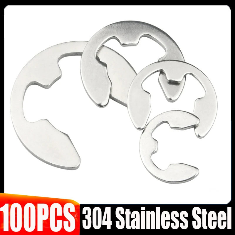 

100pcs M1.2 M1.5 M2 M4 M6 M7 304 Stainless Steel Shaft External Retaining Ring E Clip Snap Circlip Washer Assortment Kit