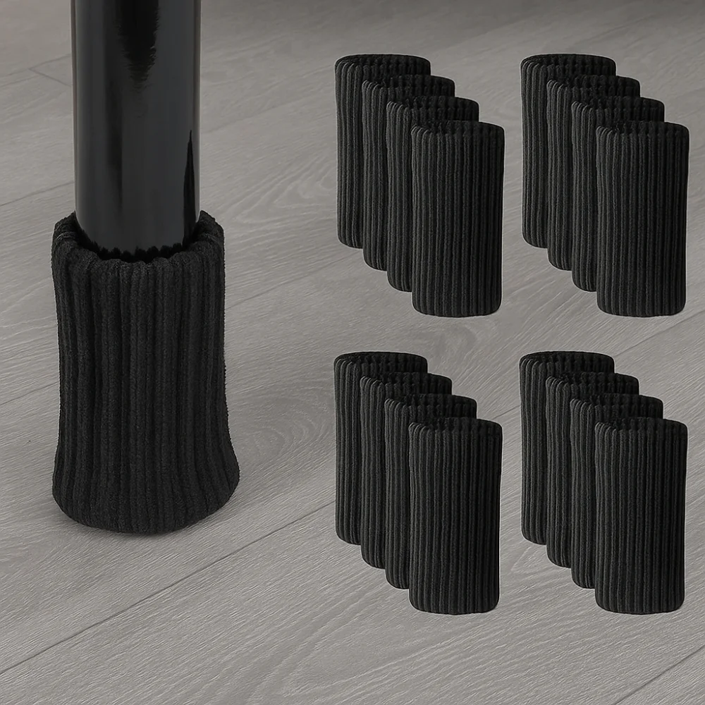 24 pièces silencieux tricoté meubles jambes chaussette anti-dérapant feutre Base chaise jambe couverture universelle résistant à l'usure chaise pieds casquette hiver