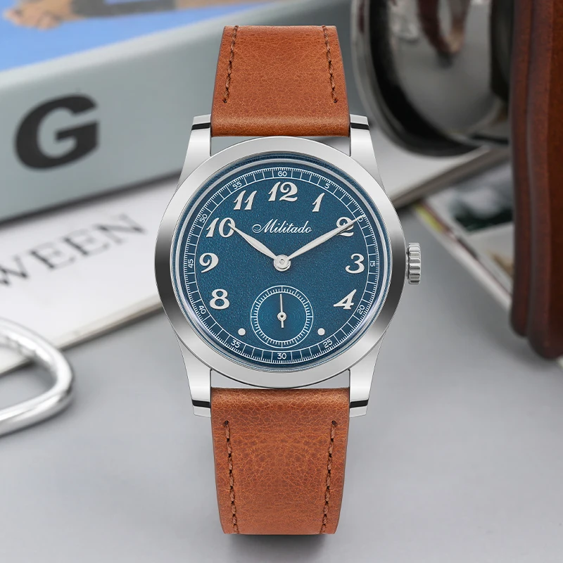 Watchdives Militado ML01 Orologio Uomo 36mm – Quarzo Giapponese VD78, Cinturino In Pelle, Impermeabile 100m, Cristallo Hardlex