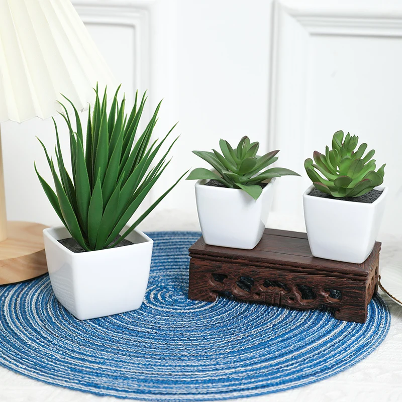 Trio of Decorative Faux Plants for Indoor and Outdoor Spaces