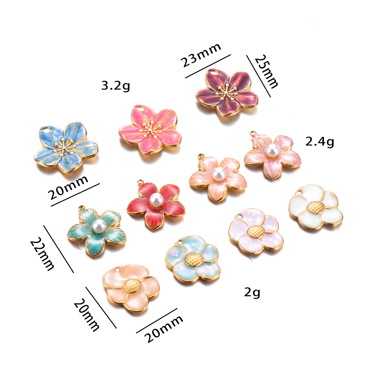 Wholesale 5pcs/lot Enamel Flower Charms Stainless Steel Colorful Pendant For DIY Necklaces Earrings Jewelry Making Accessories