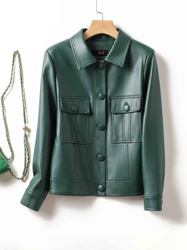  Ning Genuine Leather Jacket Women's Short Spring Autumn Outerwear Loose 2025 New Korean Style Versatile Slimming Sheeps...