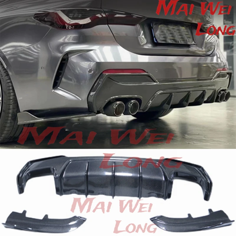 

For BMW 4 Series G22 G23 M440i Mtech 420 2020 2021 2022 Real Carbon fiber Rear Trunk Diffuser Bumper Exhaust Lip Spoiler Cover