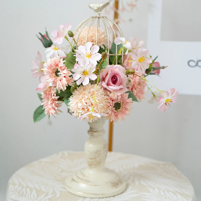 Ghirlanda Porta Decorativa Tradizionale Indiana – Set Di 2 Con Fiori, Perline E Pappagallo (Rosa, 76 Cm)