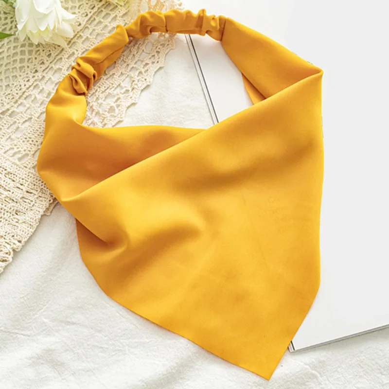 Damen Mädchen Einfarbiger Sommer-Kopfschleier Chiffon Dreieckstücher Frauen Elastisches Haarband Haaraccessoires Kopfbedeckung Ornamente – Detail 11
