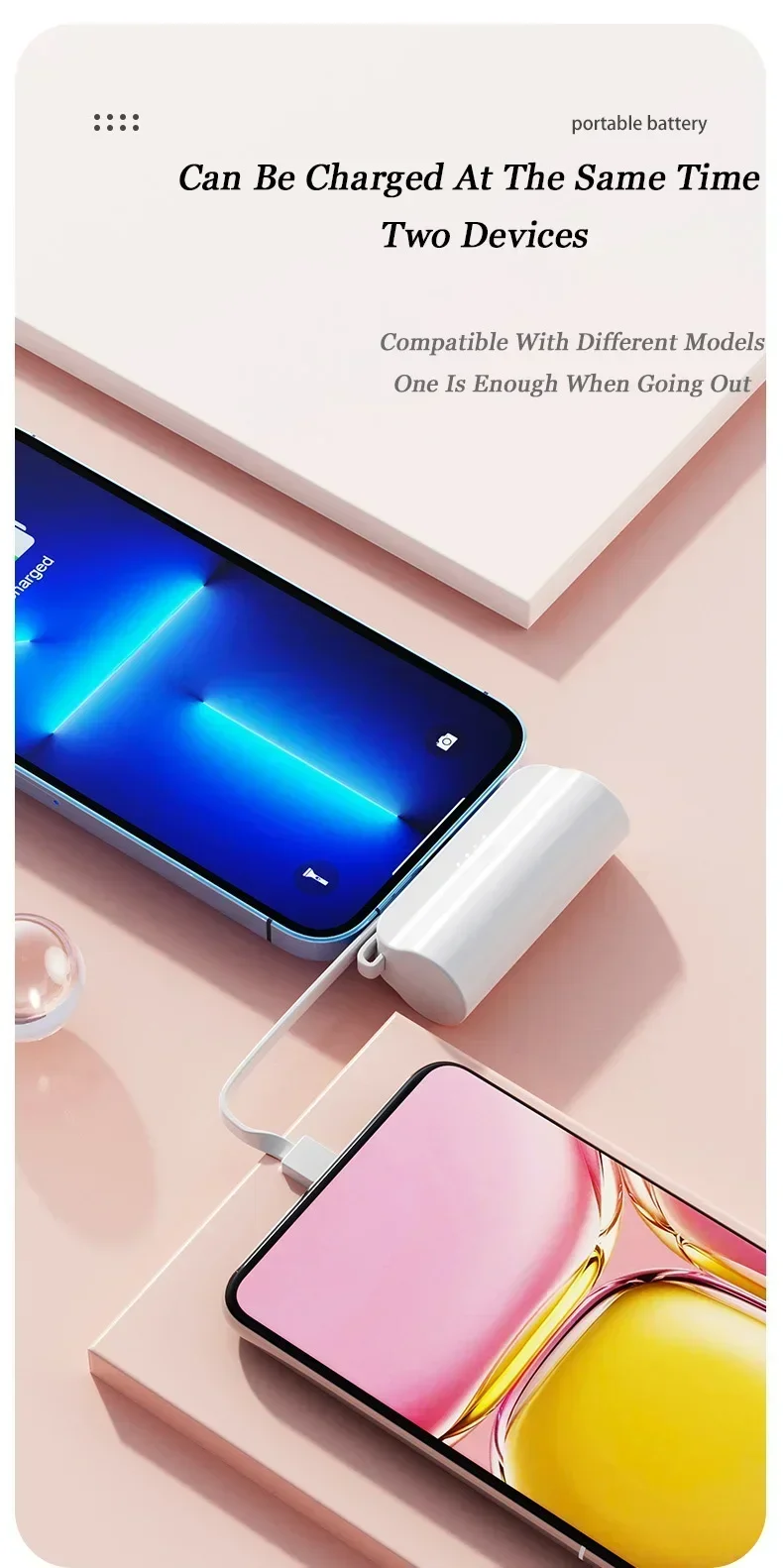 Mini Fast Charger 10000mAh Built-in Cable Portable Power Bank for IPhone Xiaomi Samsung Tye-c/Apple Interface External Battery 8 S0ae6e74854204b2a88145d462955cfe3F
