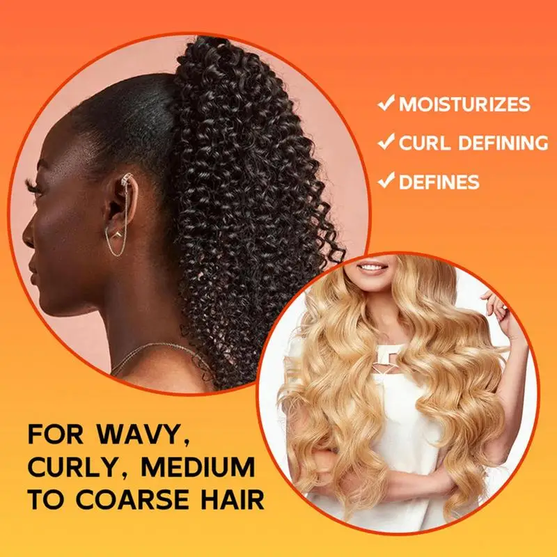 Curl Cream for Curly Hair Moisturizing Black Castor Oil Curling Cream Frizz Control Hair Styling Products 3.53oz for Strong Hold