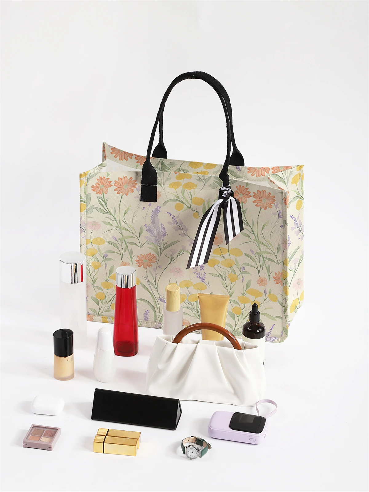 Floral Pattern Printed Handbag - Tote Bag, Women's Gift Handbag Beach Bag, Large Capacity Handbag Suitable for Men and Women