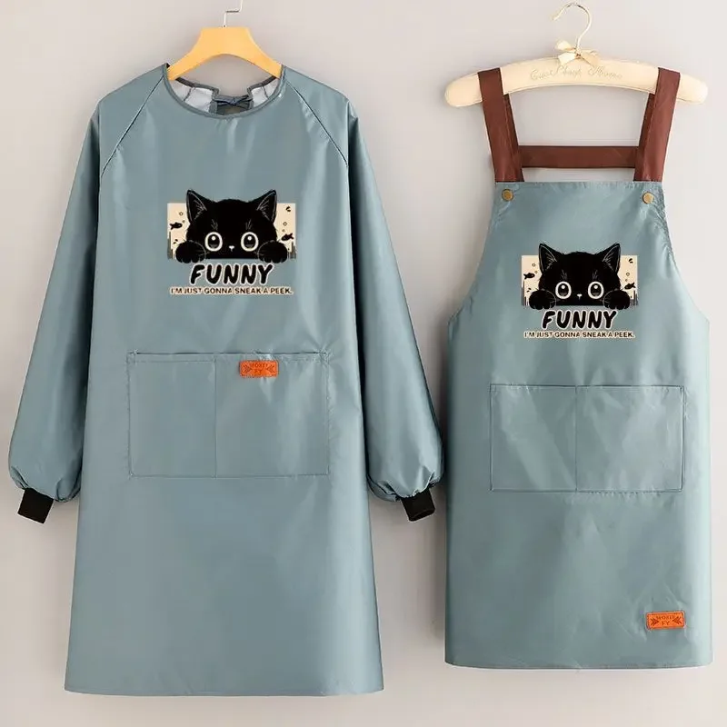 New Hot Sale Of The Season Long Sleeve Chinese Style Apron High Aesthetic Value Waterproof Oil Resistant Men Women Cooking Apron